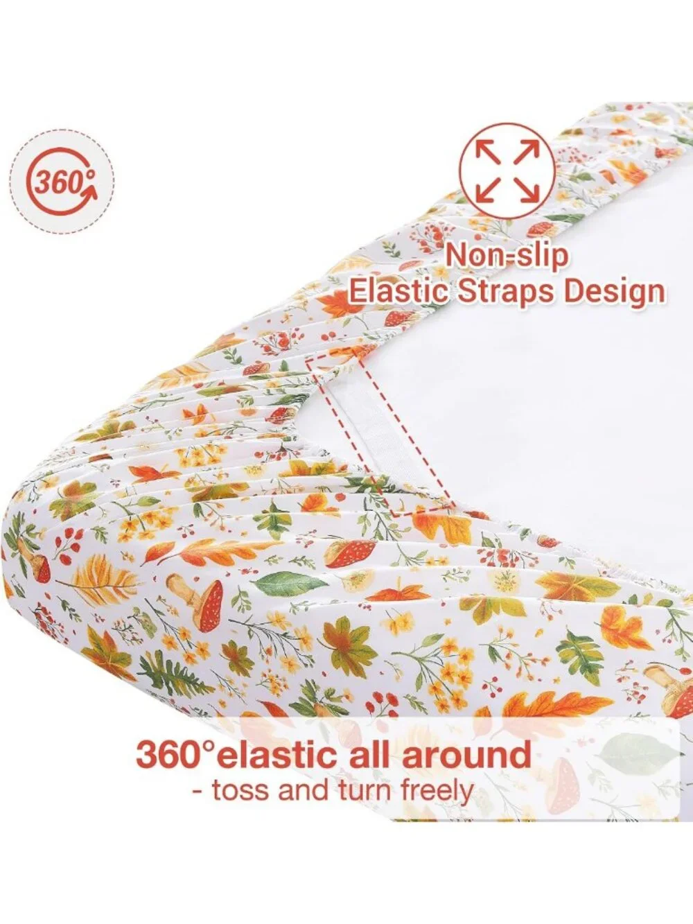 Orange Floral Twin Sheet Set - 3-Piece Microfiber Bedding with Deep Pockets